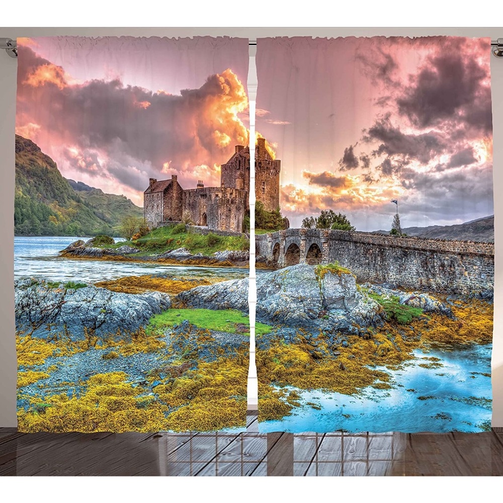 Scenery Curtains Dreamy Ancient Middle Age Castle